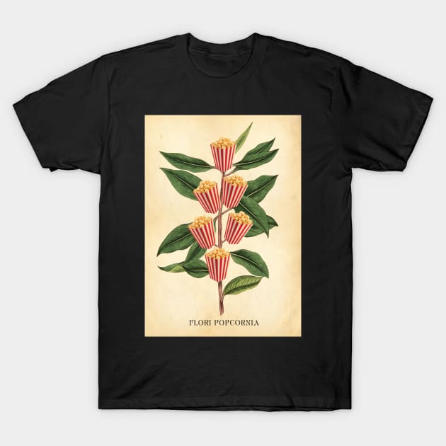 Popcorn Botanical Print T-Shirt by Highdown73